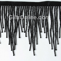 3" Chevron Deluxe Black Beaded Fringe